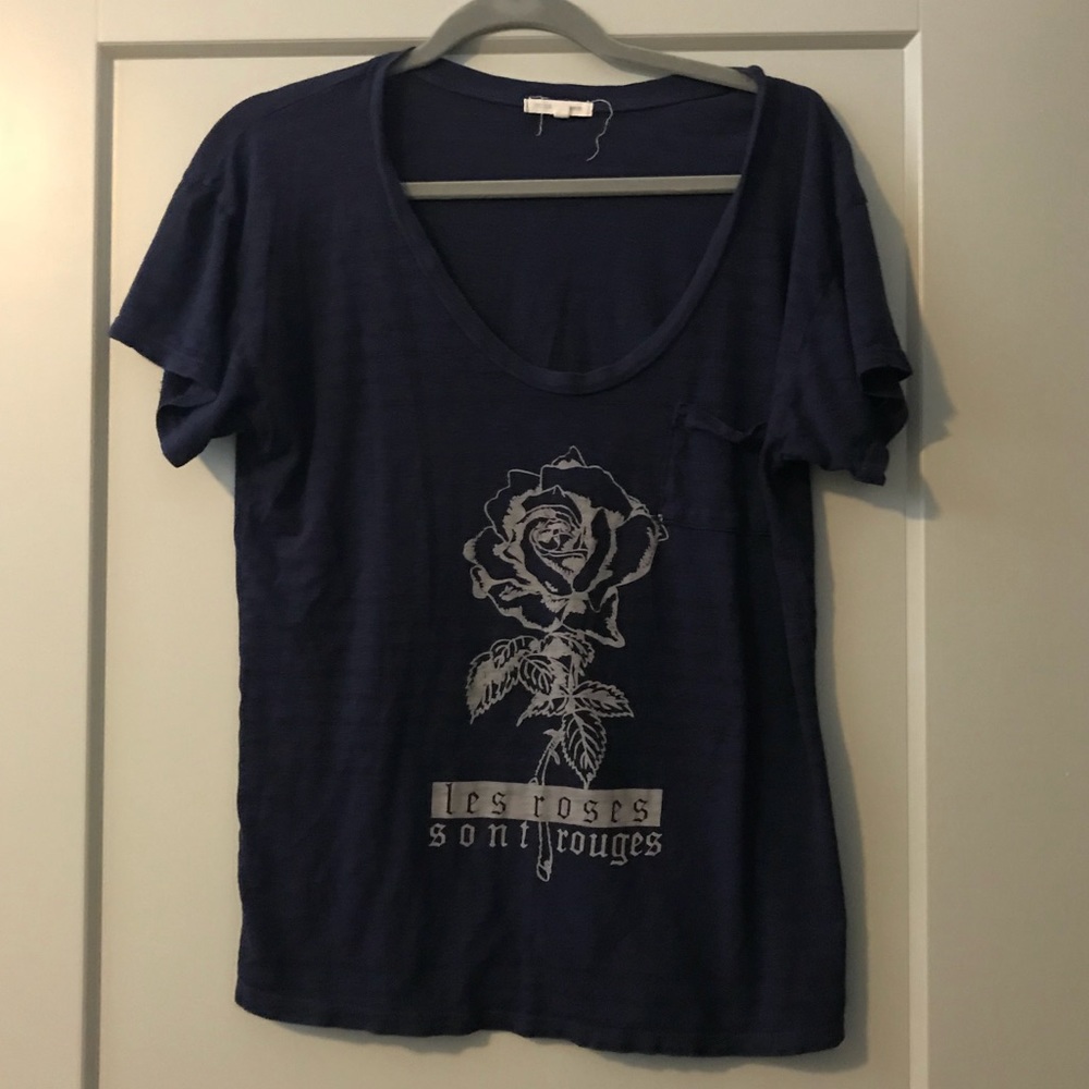 Urban Outfitters Les Roses Navy Blue Tee Small